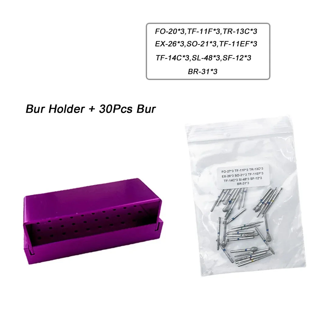 30-Hole Aluminum Dental Bur Holder Block – Autoclavable Disinfection Box For Burs